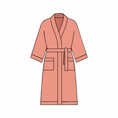 Coral Pink Bathrobe Design with Self-Tie Belt and Patch Pockets