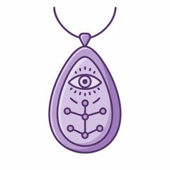 Purple Pendant Featuring an Eye Symbol and Geometric Design.