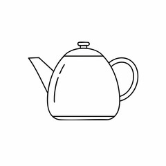 Obraz premium Simple Line Art Illustration of a Classic Teapot with Curved Handle and Spout