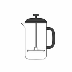 Obraz premium Simple Line Drawing of a French Press Coffee Maker