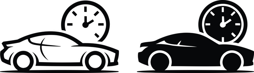 Dynamic Depiction of Express Vehicle Service Showcasing Time Efficiency in Automotive Sector with Monochrome Graphics Illustrating Swift and Efficient Transportation