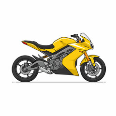 Obraz premium Sleek Yellow Sport Motorcycle Illustration with Detailed Engine and Wheels