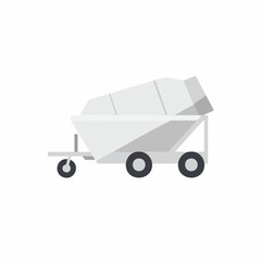 Gray Concrete Mixer Trailer in Profile View