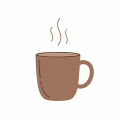 Obraz premium Simple Brown Mug with Rising Steam, Warm Beverage Concept.
