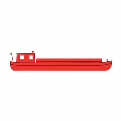 Simple Red Barge Illustration with Detailed Design