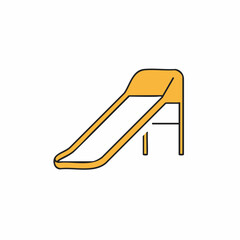 Stylized Yellow Playground Slide with Black Outline and Simple Support Structure