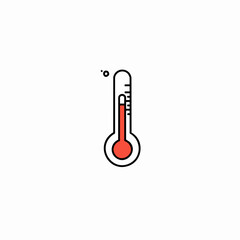Simple Vector Illustration of a Red Thermometer Measuring Temperature