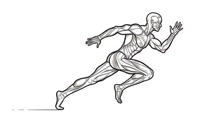 Human body running anatomy illustration
