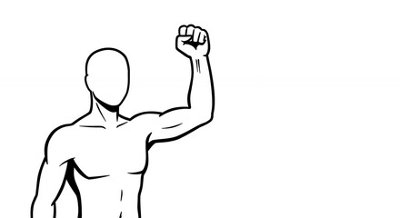 Silhouette of a person with raised arm