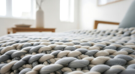 Cozy Knitted Throw Blanket with Textured Pattern.