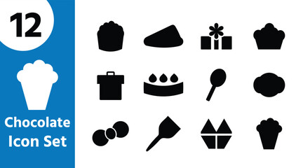 Sweet chocolate icon set featuring cakes chocolates and candies for food themes