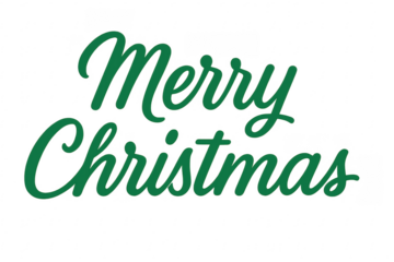 Merry christmas green lettering with transparent background for holiday designs