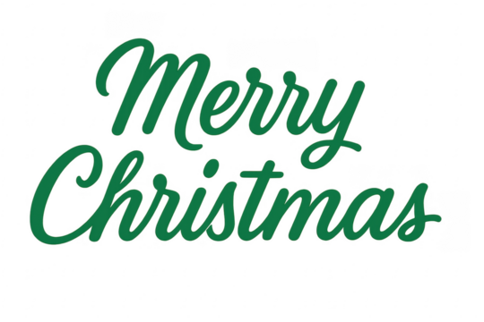 Merry christmas green lettering with transparent background for holiday designs