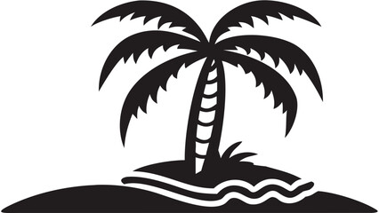 Dreamy tropical island escape featuring a single palm tree, perfect for vacation vibes and summer fun