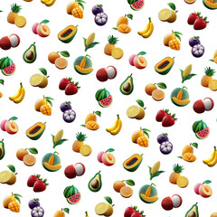 3d fruit pattern - seamless fruits