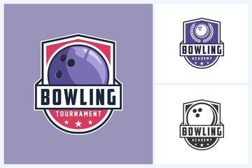 Bowling logo sport design template, bowling emblem vector, bowling tournament logo badge design vector illustration