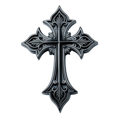 Ornate Black Metal Gothic Cross Pendant with Intricate Design
