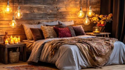 Cozy Bedroom Decor, Rustic Interior, Relaxing Ambiance