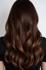 Naklejka premium Long Brown Wavy Hair, Rear View