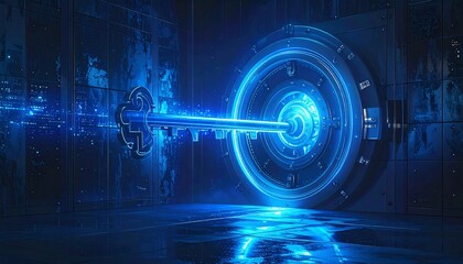 A digital padlock secured by a sturdy shield, a perfect visual metaphor for strong cybersecurity and data protection