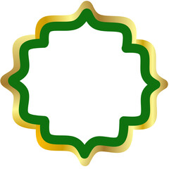 Elegant Green and Gold Decorative Frame, Ornate Border, Blank Template