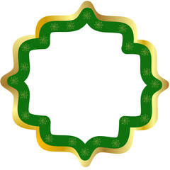 Elegant Green and Gold Decorative Frame with Snowflake Pattern