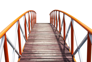 wooden bridge in the park isolated