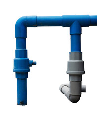 blue water pipe with valve on white