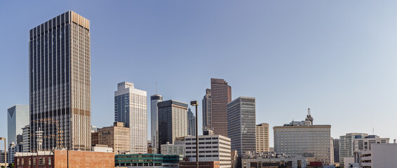 View of the Midtown, Downtown Atlanta Skyline showing several prominent buildings, and hotels under...