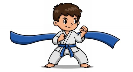 Cartoon boy karate pose