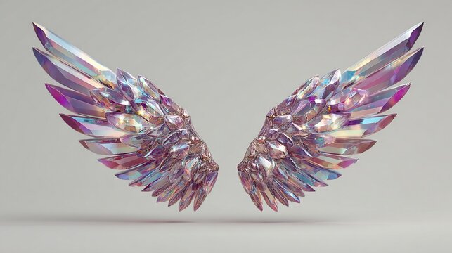 Pair of iridescent crystal wings