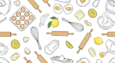 A delightful collection of baking and cooking essentials with fresh ingredients.