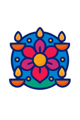 Traditional Clay Diya with Flame – Flat Style Diwali Illustration12