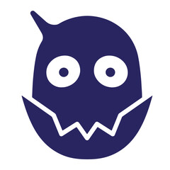 Fototapeta premium Isolated illustration of a dark blue cartoon creature with a spiky top and jagged teeth