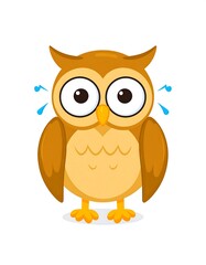 Cute cartoon owl with surprised expression