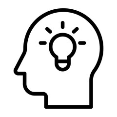 Mind Thinking Line Icon of Brainstorming Icon Set