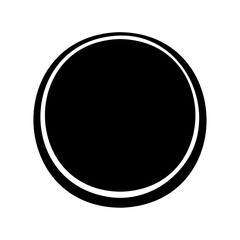 A simple black circle with a white border on a white background