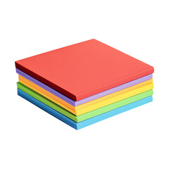 Stack of Colorful Construction Paper Sheets on transparent background