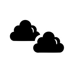 Two overlapping black clouds on a white background, weather icon