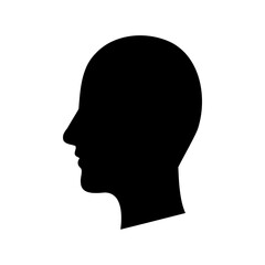 Silhouette of a human head in profile on a white background image
