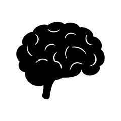 A simplistic vector illustration of a human brain in black silhouette