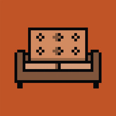 Pixel art furniture: chairs, tables, beds, and more. Retro style for games and design projects.