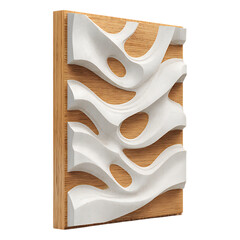 Obraz premium Wood and white wave panel art on transparent background