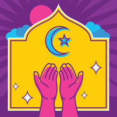 Islamic praying hands vector