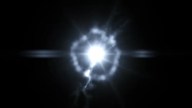 A shimmering silver flare pulses with a cool, electric intensity against a dark background in a seamlessly looping abstract visual pulses, calm, meditation