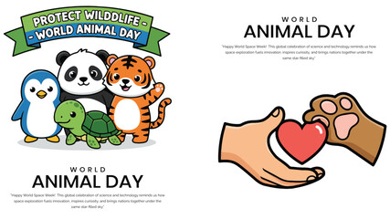 Pets and Wildlife Illustration for World Animal Day Awareness