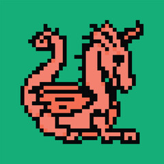 Obraz premium Pixel art medieval vector: knights, castles, dragons, perfect for games, apps, and retro designs. 