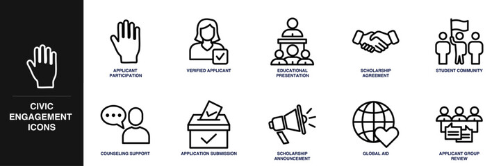 Civic Engagement Line Icon Set