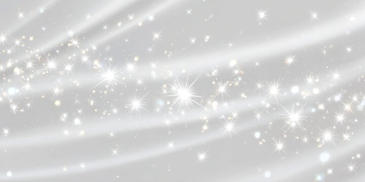 Abstract light gray background with shimmering stars and flowing lines