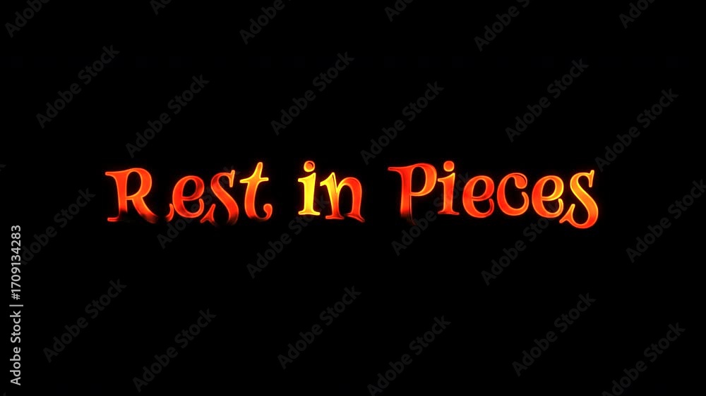 Aufkleber rest in pieces fire text animation with transparent background alpha channel prores 4444